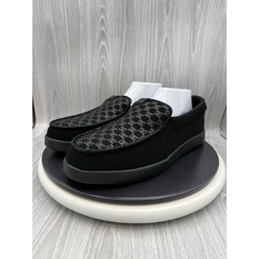 DC Villain 2 Slip On Mens Size 8 Black Leather Casual Skate Shoes Loafers NEW